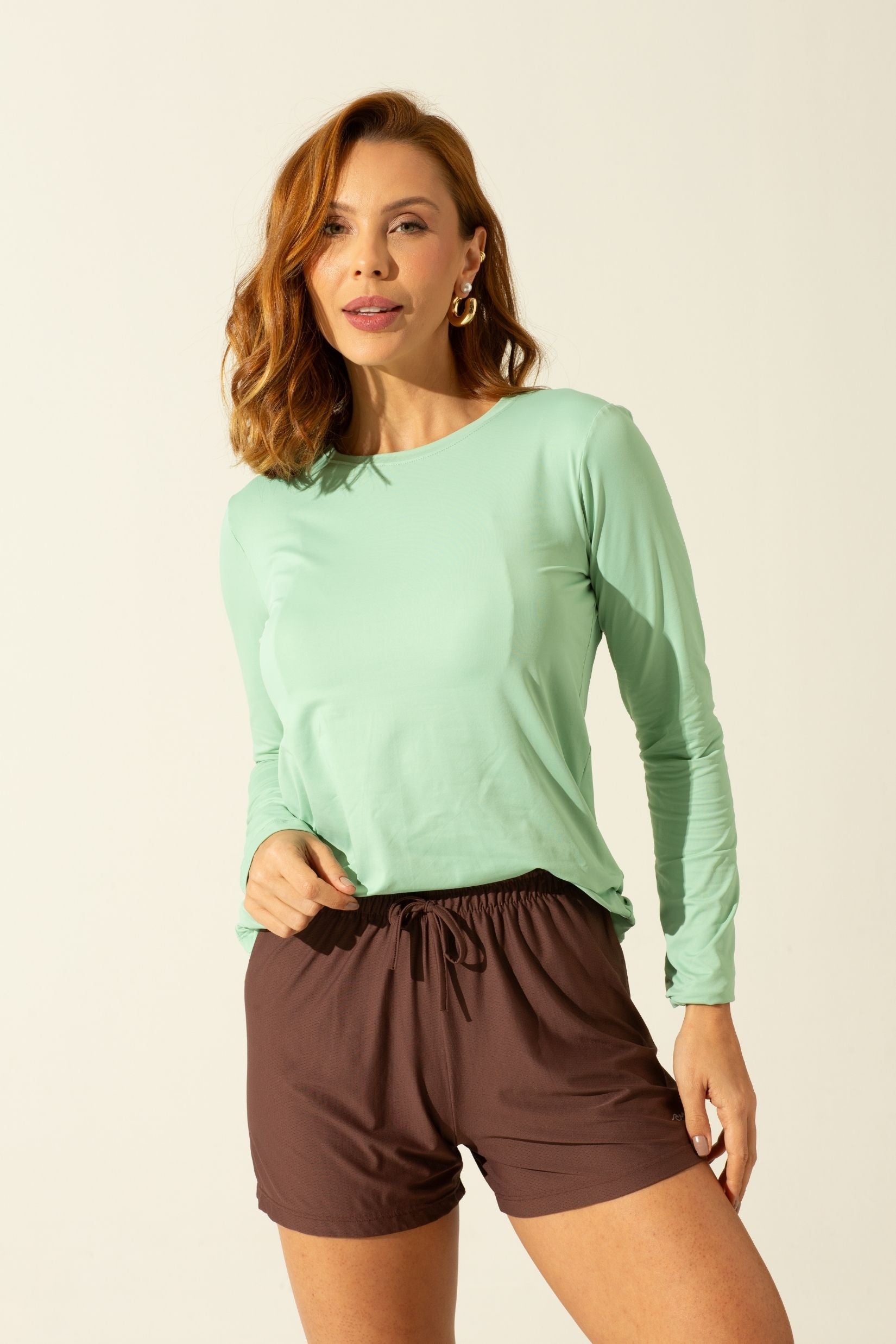 Blusa Térmica Feminina Proteção UV Pistache