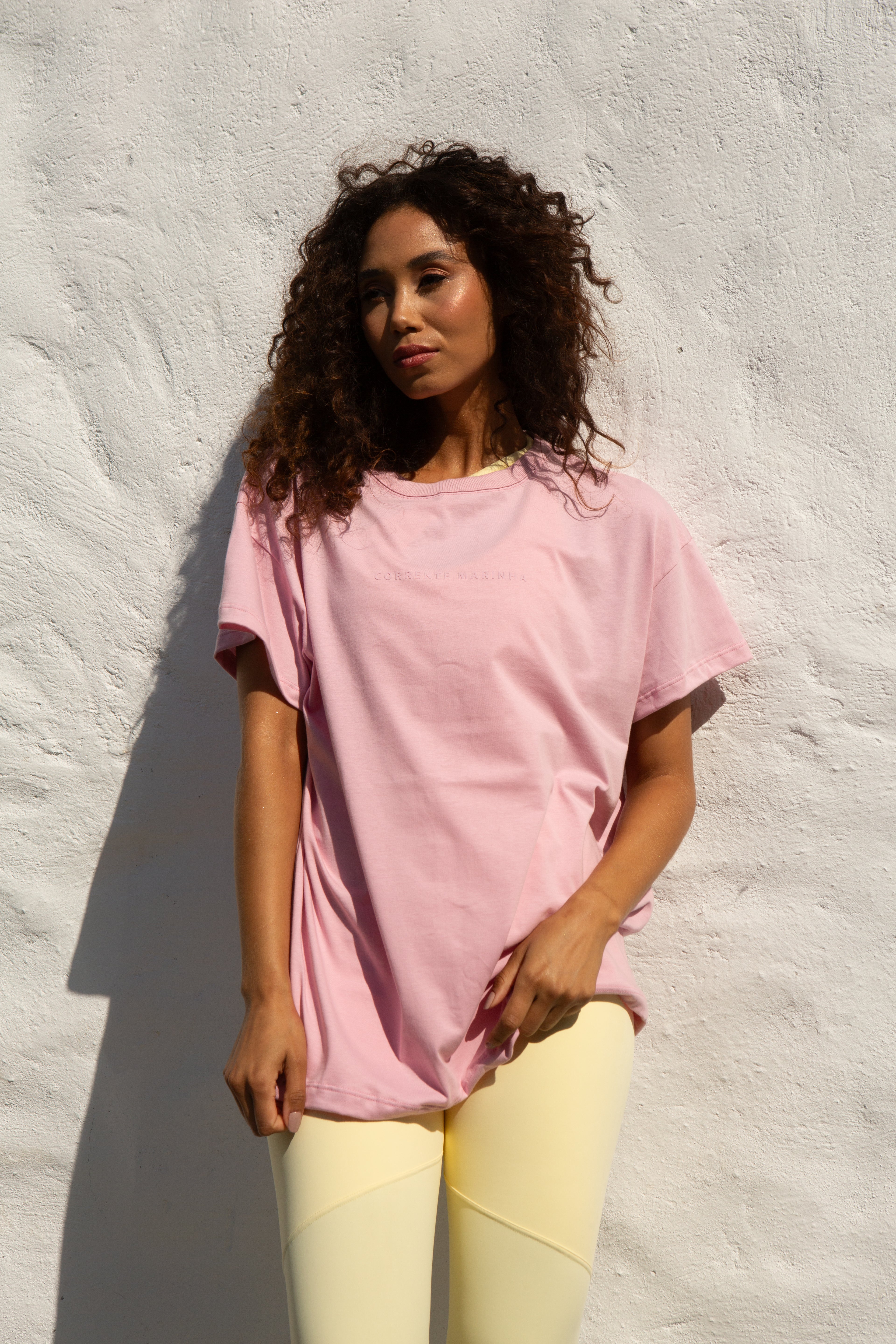 Camiseta Solare Oversized Rosa Chá