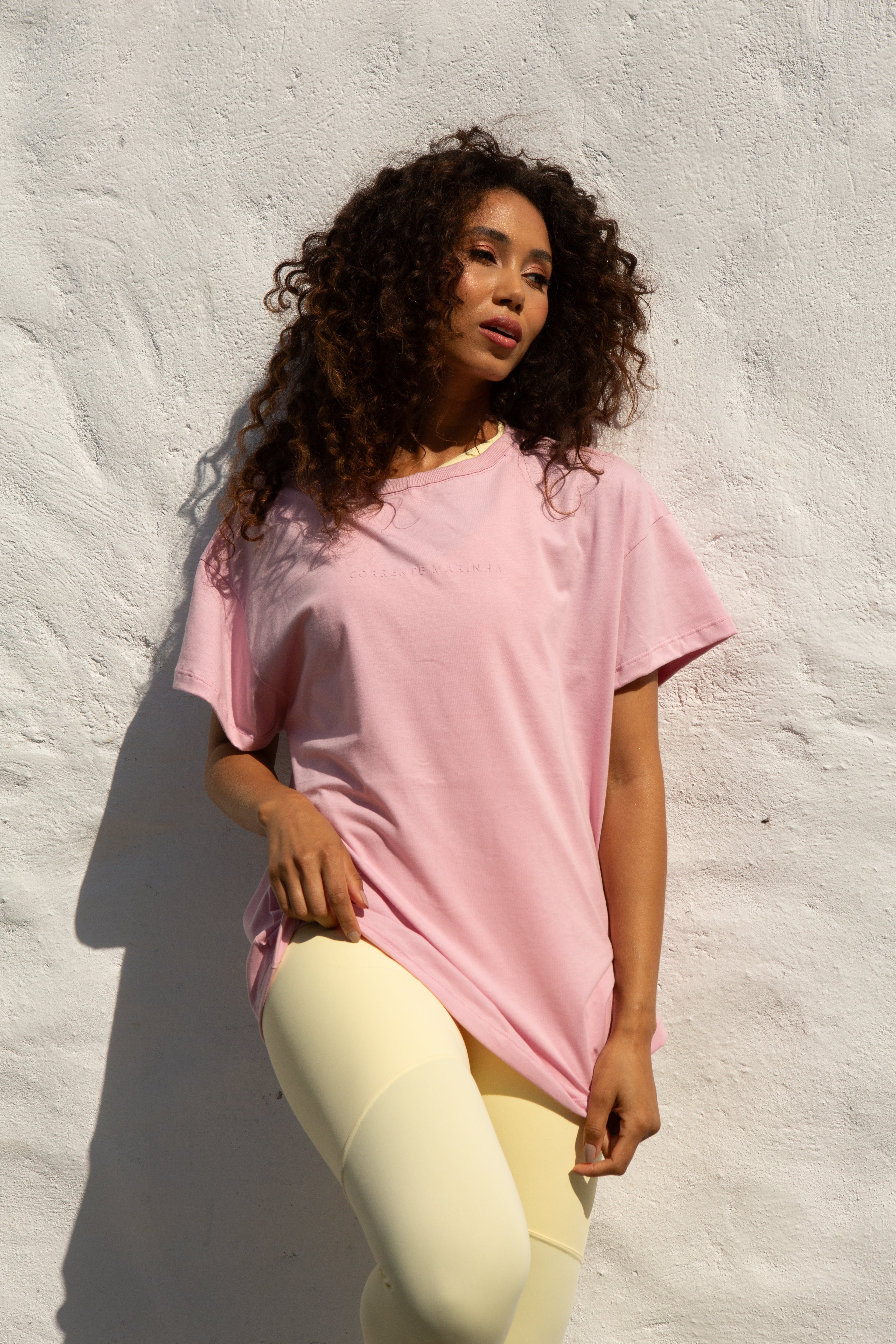 Camiseta Solare Oversized Rosa Chá